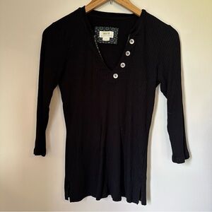Anthropologie Maeve Black Ribbed Top